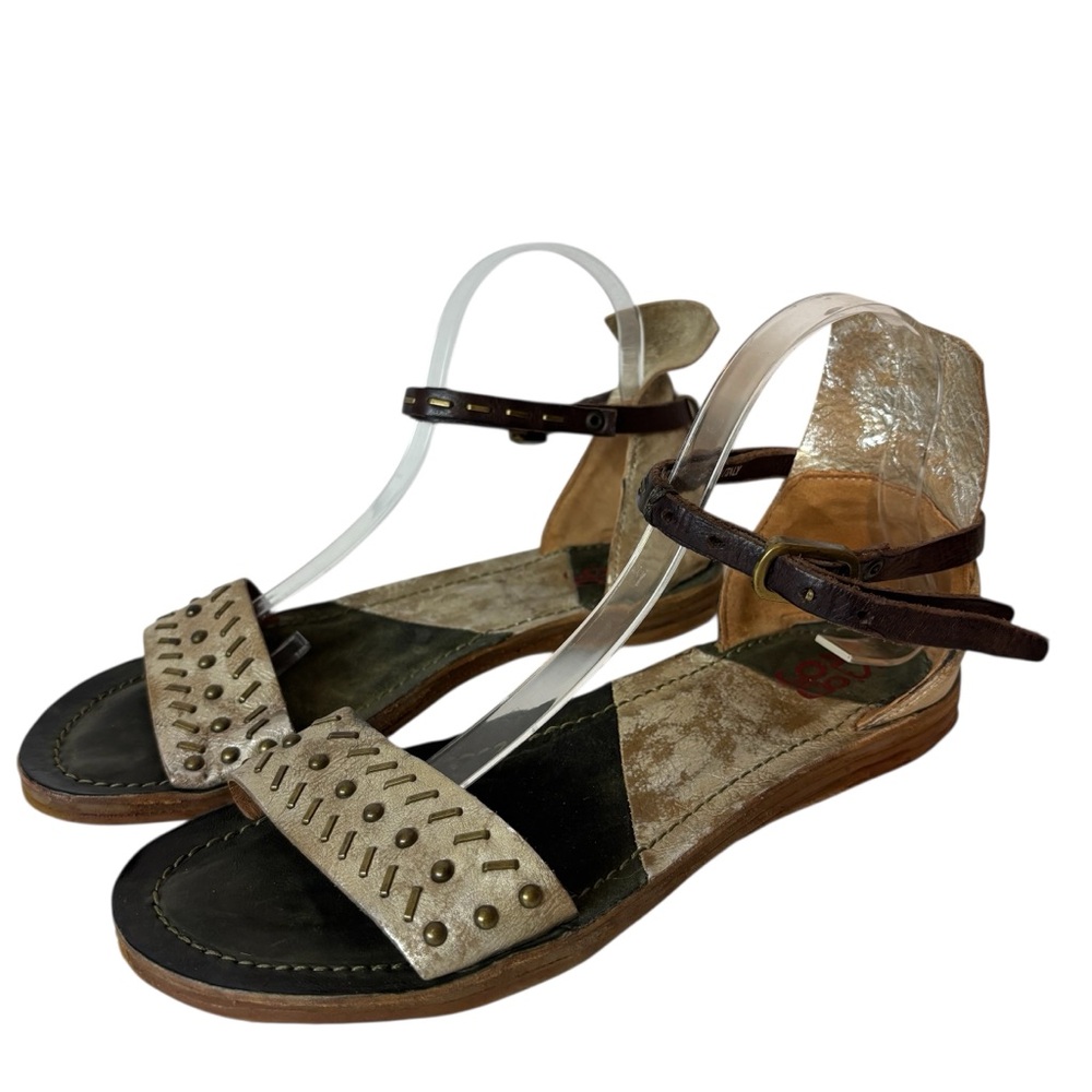 A.S.98 Tan brown leather gladiator Sandals ankle strap women’s US 9-9.5 EU 40